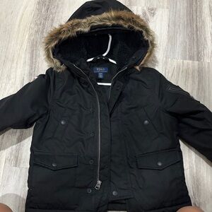 Polo by Ralph Lauren Kids Black Fur-Trimmed Hooded Puffer